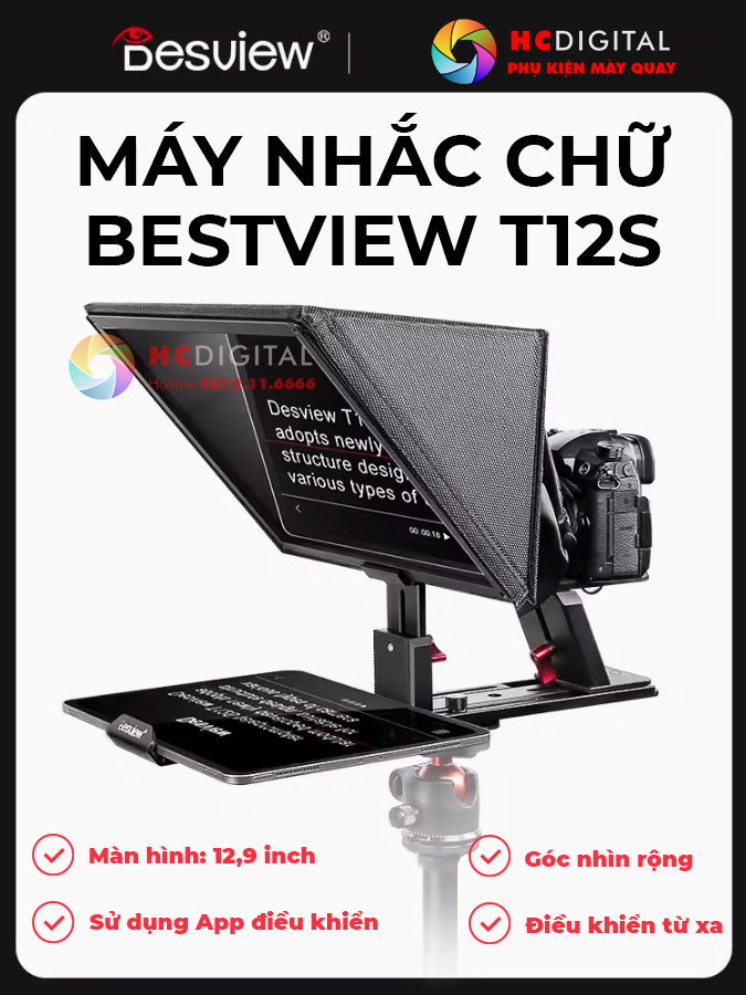 Máy nhắc chữ Máy Đọc Cue MC Telepromter Bestview T12S bản nâng cấp | Hàng Chính Hãng